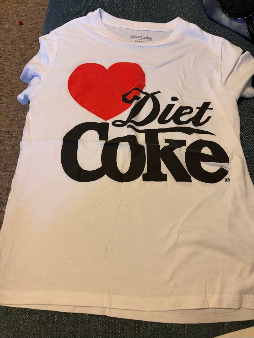 Coca Cola White Tee with Red Heart and Black Diet Coke Logo